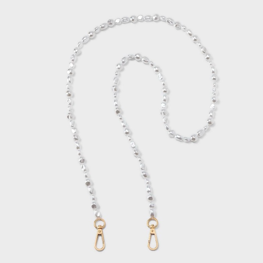 Elegant Pearl Beaded Chain with Gold Clasps
